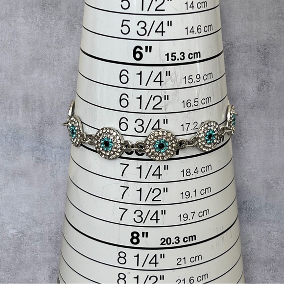 Paved evil eyes bracelet silver plated - Picture 3 of 3